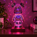 LED björnlampa i handmålad resin – bild 2