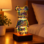 LED björnlampa i handmålad resin – bild 3