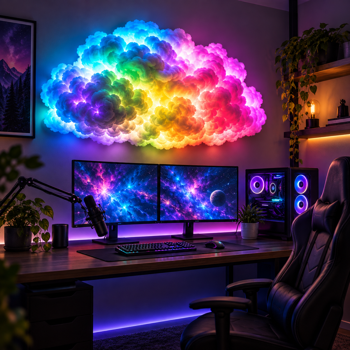 3D åskmoln LED-vägglampa med RGB-ljus – bild 4