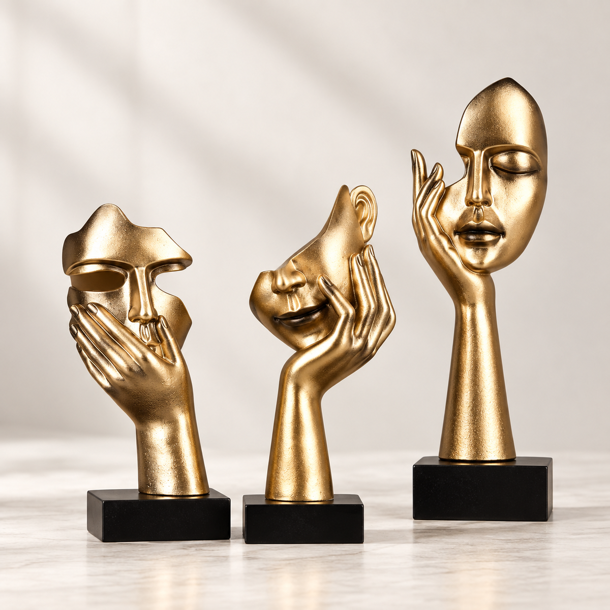 Moderna thinker-statyer 3-pack i guld