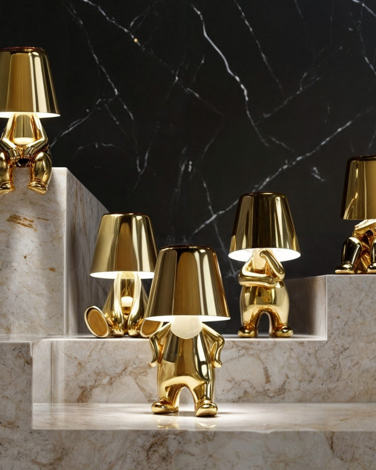 Carvallo – Guld-färgad USB-laddningsbar bordslampa, dimbar och kompakt