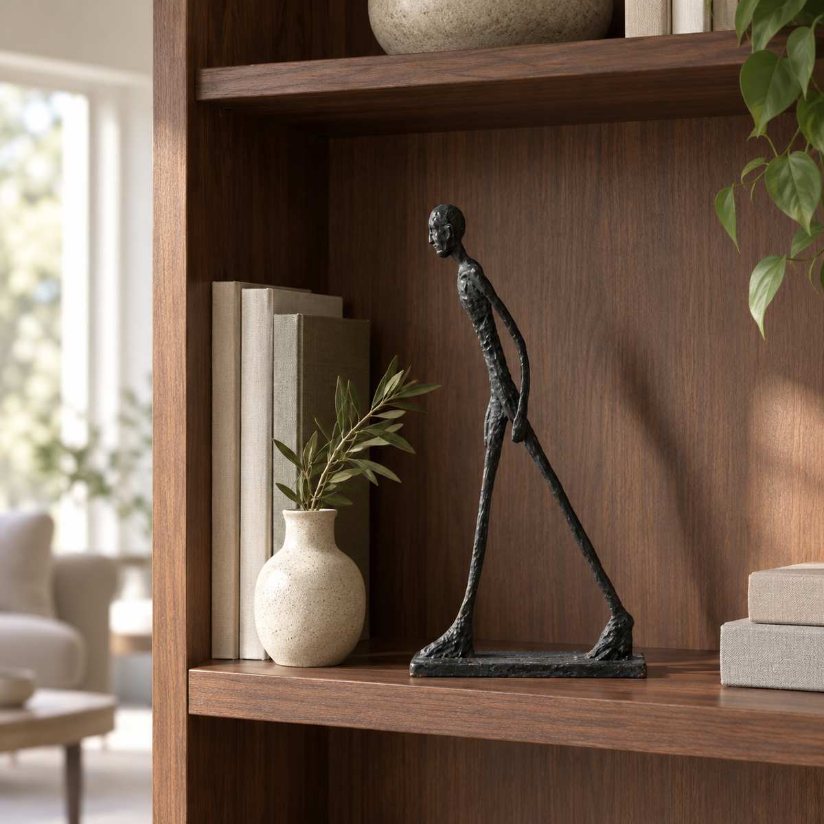 Figurskulptur för bokhyllan