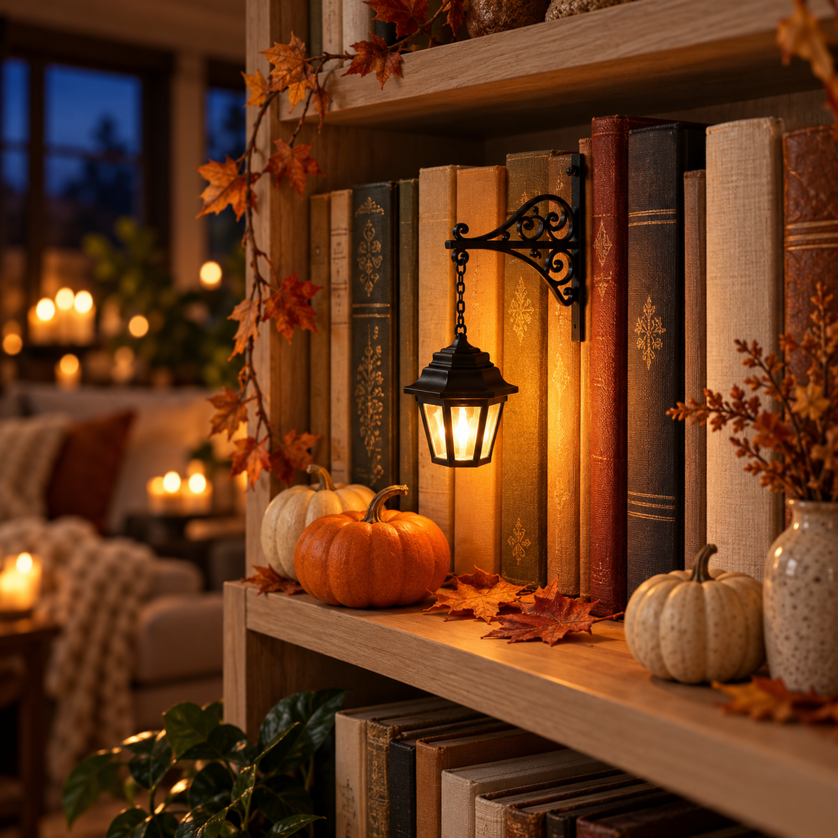 Halloweenlampa för bokhyllan
