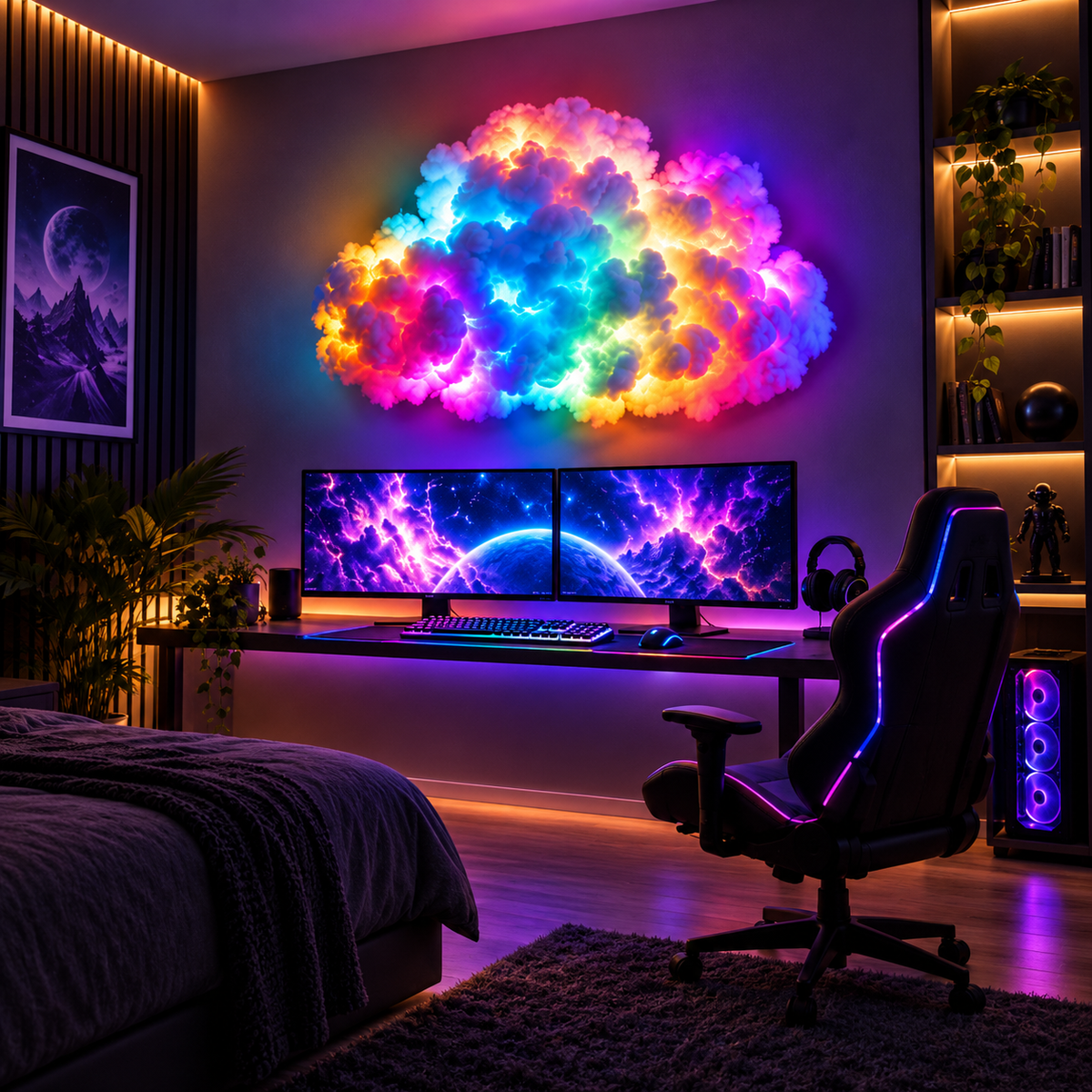 Gaminglampa åskmoln för gamingrummet