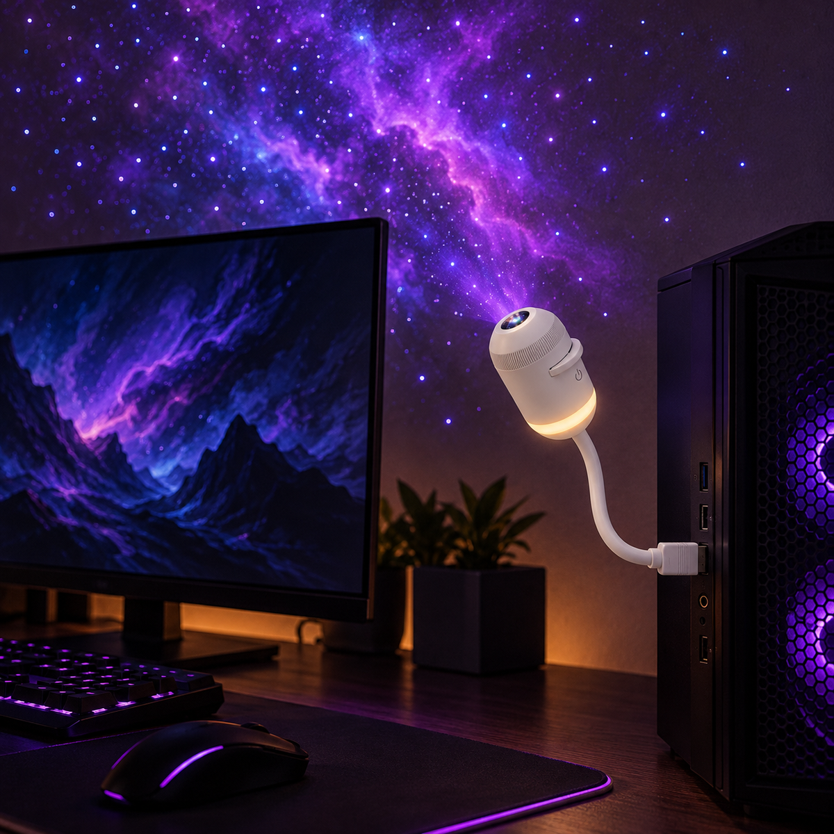 Galaxprojektor USB för gaming och datorn