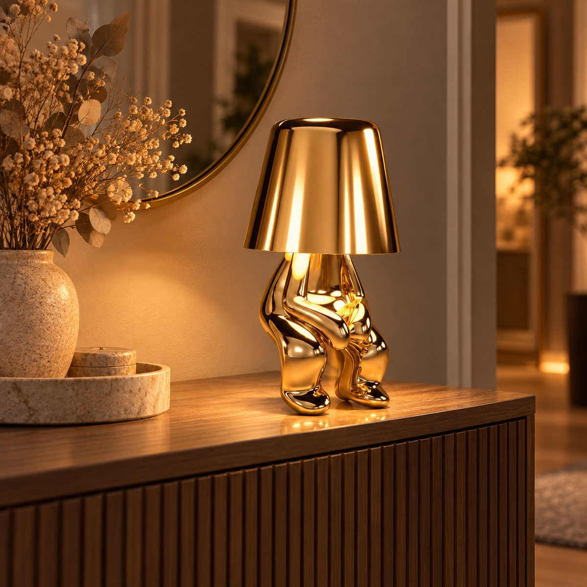 Bordslampa i guld utan sladd